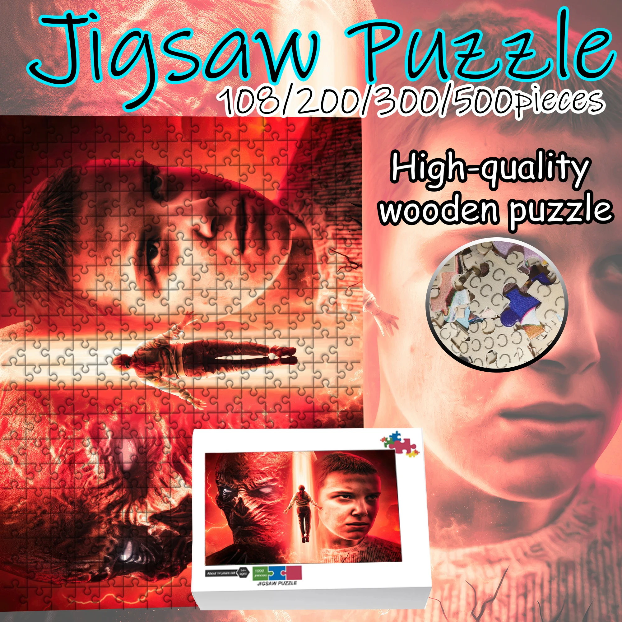 

Stranger Things Jigsaw Puzzle 108/200/300/500/1000 Pieces Wooden Puzzle High Quality Gift Fun Party Game