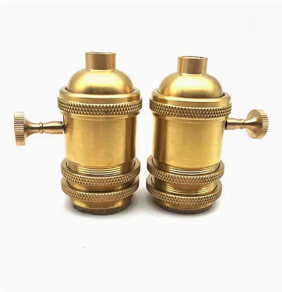 2pcs Edison Vintage  E27/E26 With Switch Lighting Screw Socket  Lamp Base DIY Lampholder Antique Brass Lamp Holder Fixture