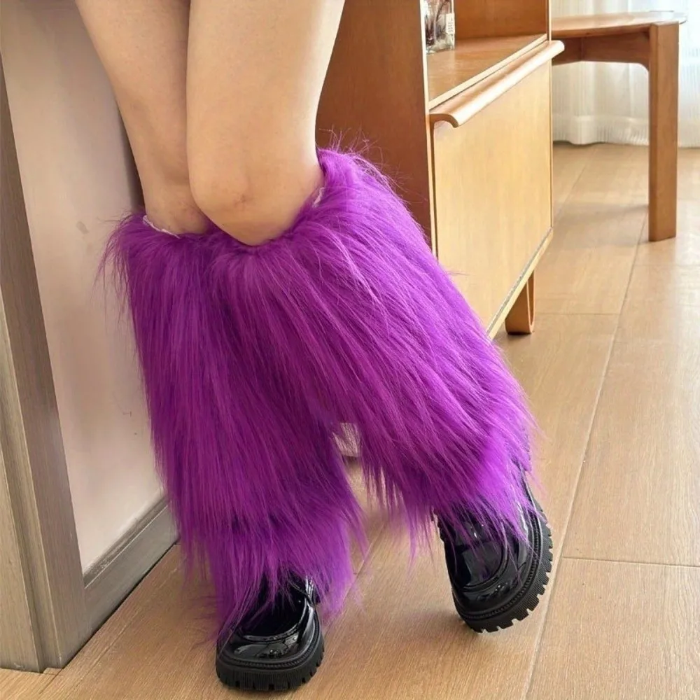 

Harajuku Style Faux Fur Furry Leg Warmers 40cm Japanese Style Lolita Boots Cover Sweet Thickened Warm Knee Sleeve Autumn/Winter