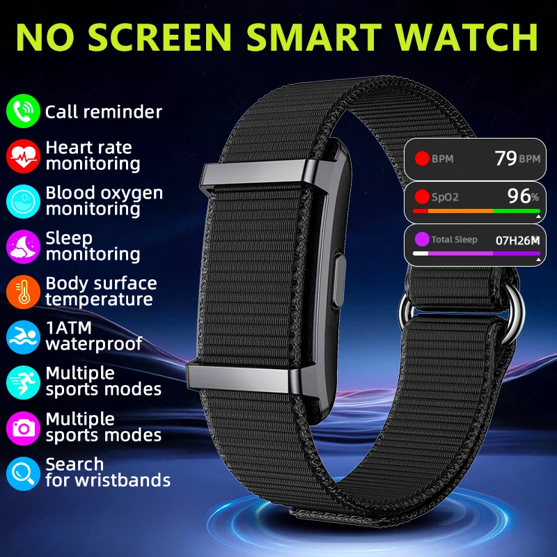 

LIGE Outdoor Sports Fitness No Screen Smart Watch Men Women 5ATM Waterproof Health Monitor Smart Bracelet Thermometer Smartwatch