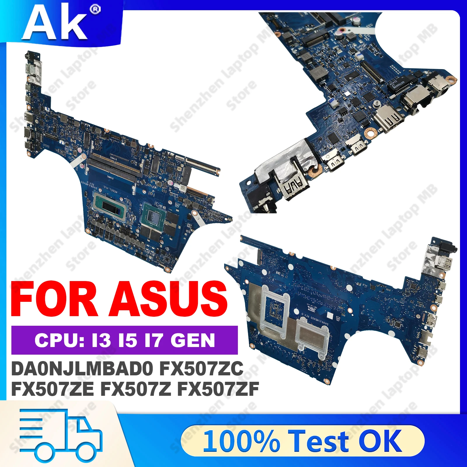 DA0NJLMBAD0 Laptop Motherboard W/ 12th Gen i5 i7 i9 RTX3050 3050Ti For ASUS TUF Gaming FX507ZC FX507ZE FX507Z FX507ZF Mainboard