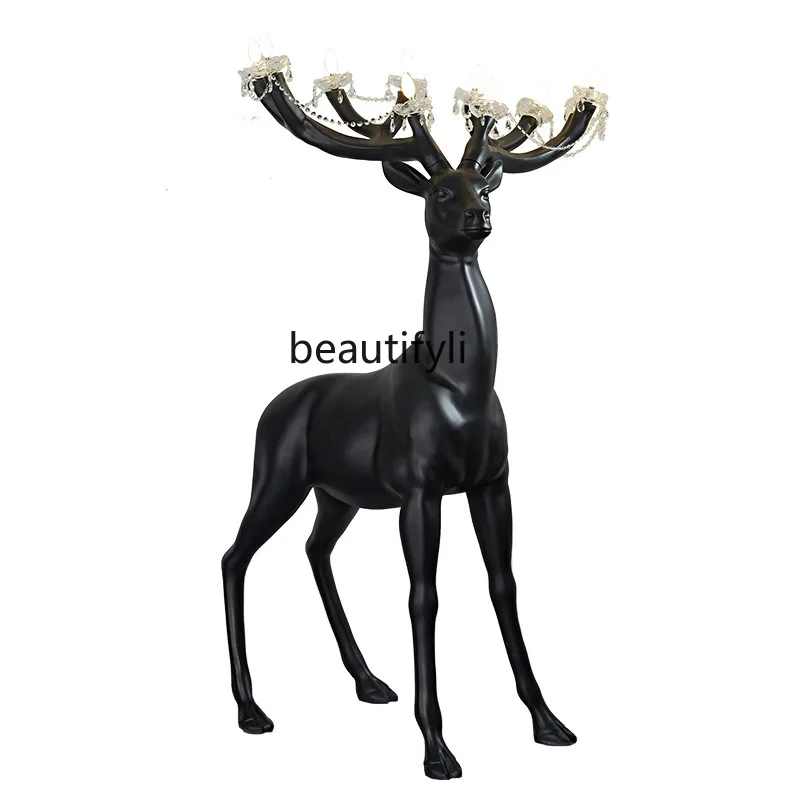 Sika deer floor lamp sculpture modeling large hotel lobby decorative ornaments lamps