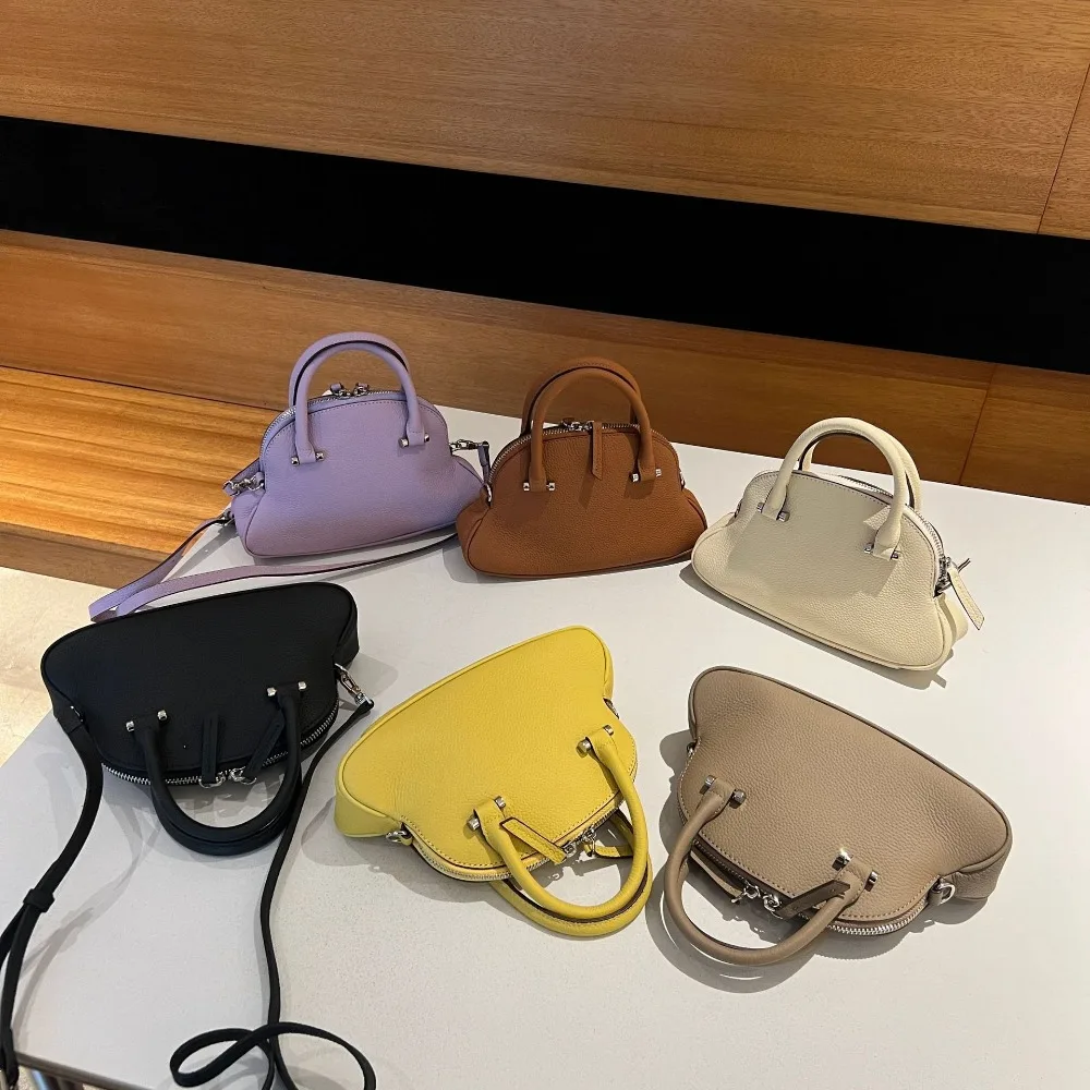 

Niche High-endleather Cowhideportable Bowlingcommuter Shoulder Crossbody Shell Bag Genuine Leather Women's Bag Simple Versatile