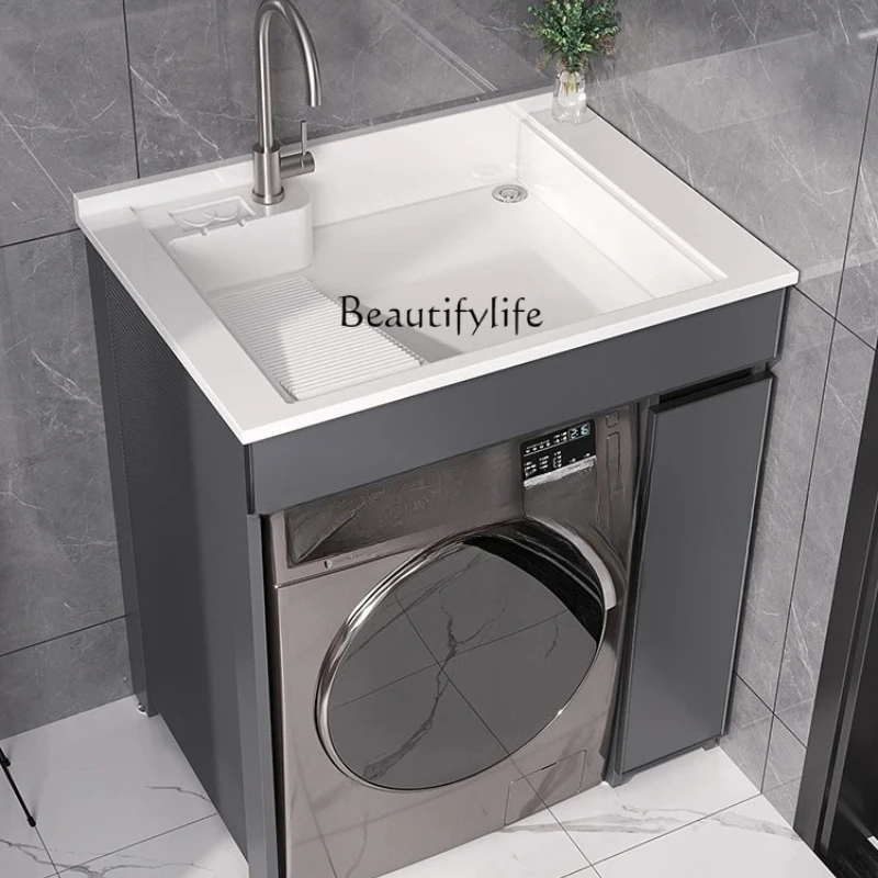 Alumimum Balcony Washing Machine Cabinet Washbasin Integrated Table Wash Basin Combination Small Apartment