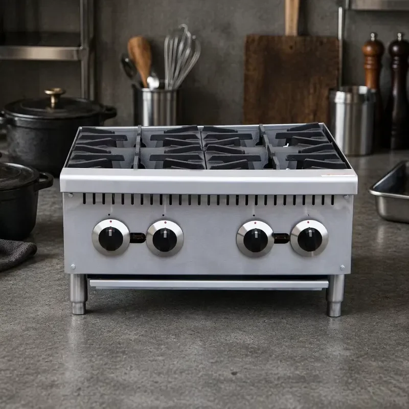 Commercial Stainless Steel Countertop Gas Stove 2 4 6 8 Burner Head Pot Stove Barbecue Stew Catering Equipment