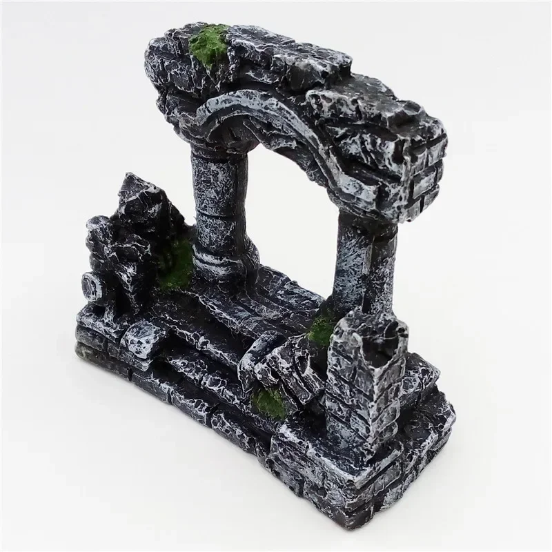 Aquarium Decoration Resin Rome Square Stone Pillars Aquarium Landscaping Fish Tank Ornament Decoration Landscape Decorative 1pcs