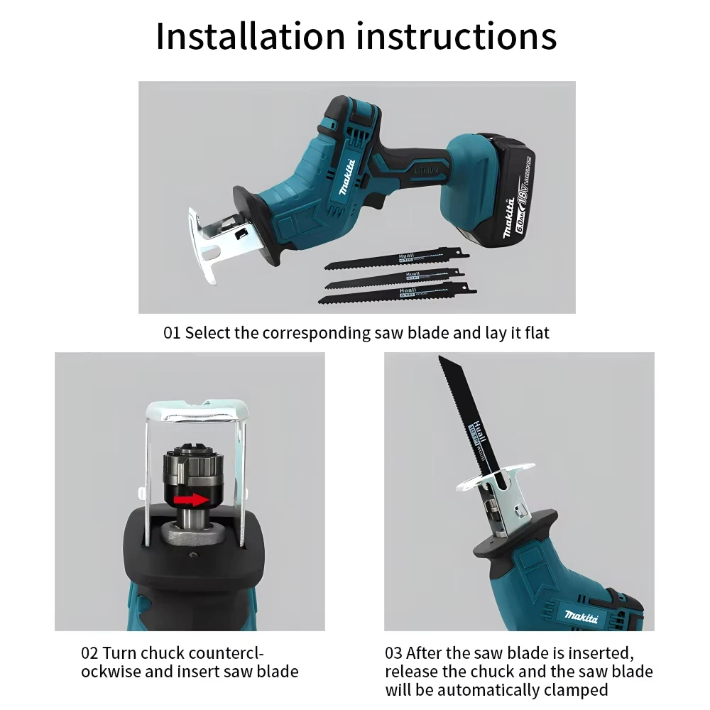 Makita 18V Original Cordless Electric Reciprocating Saw Brushless Rechargeable Wood Metal Cutting Saw Portable Saw Power Tool