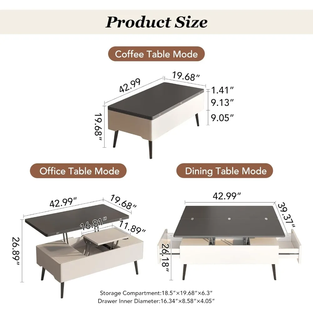 Customized.Lift Top Coffee Table with Hidden Storage Compartment, 3 in 1 Multi-Function Center Table,