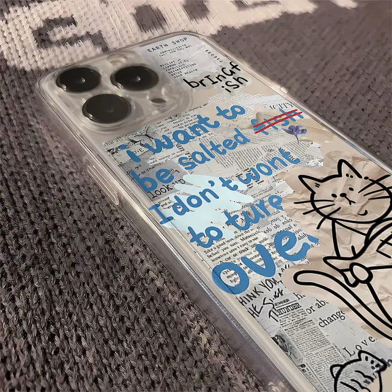 ورقة كشط القطط والكلاب نمط جراب هاتف آيفون 17 16 15 14 13 12 11 برو ماكس XR XS ماكس MINI INS غطاء شفاف