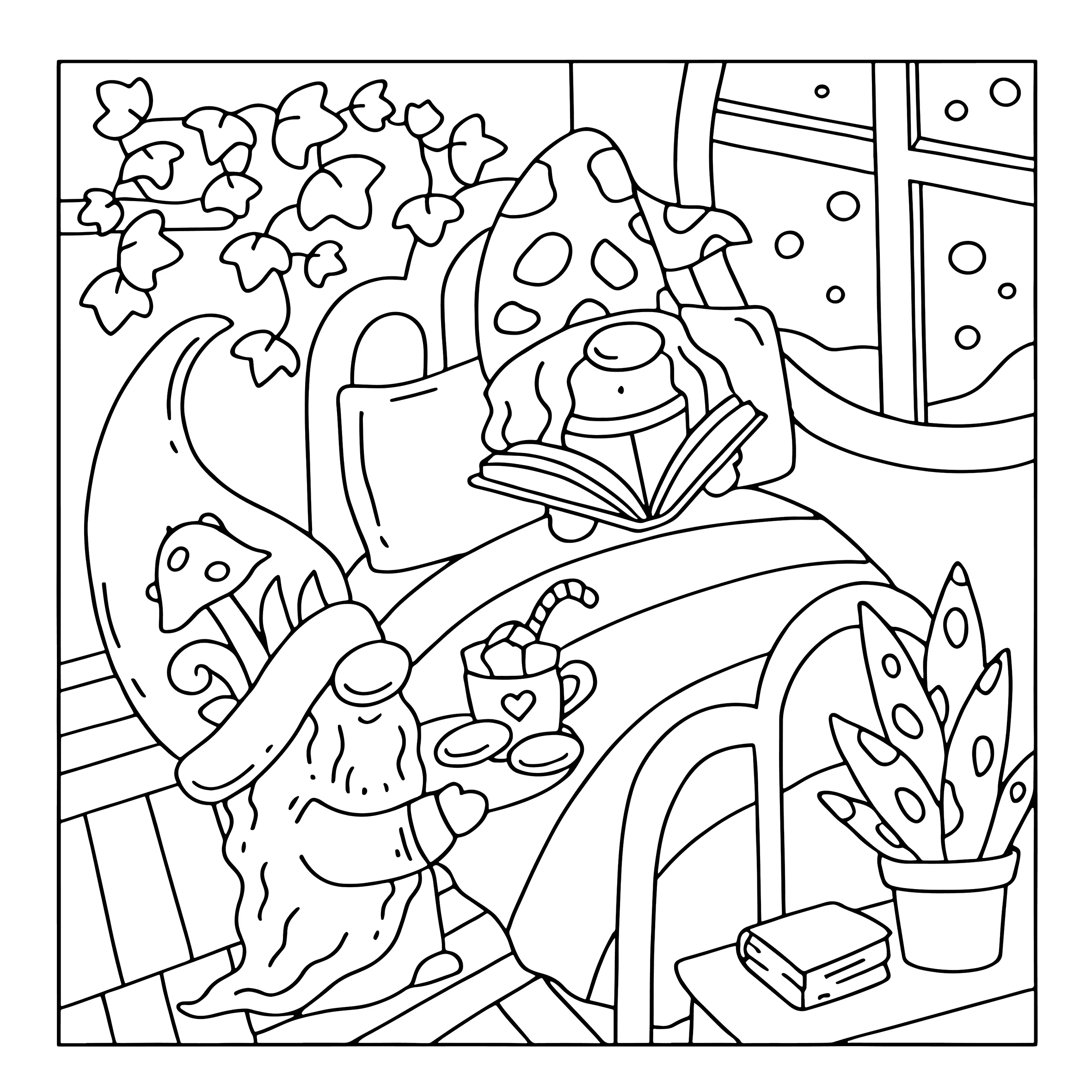COMFY GNOMES: Coloring Book for Adults Featuring Cute Cozy Daily Activities for Relaxation (Cozy Spaces Coloring) image 4