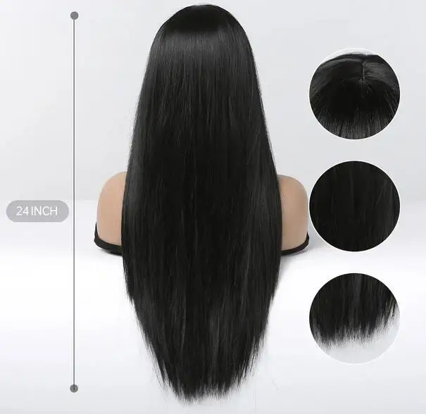 Long silky straight synthetic wig