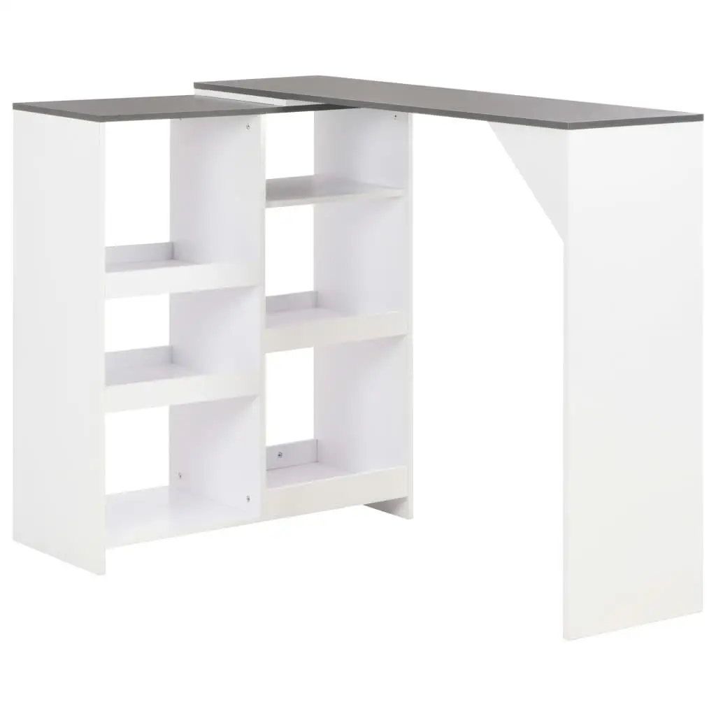 Modern White Bar Table with Adjustable Shelf, 138x39x110 cm - Stylish Space Saver