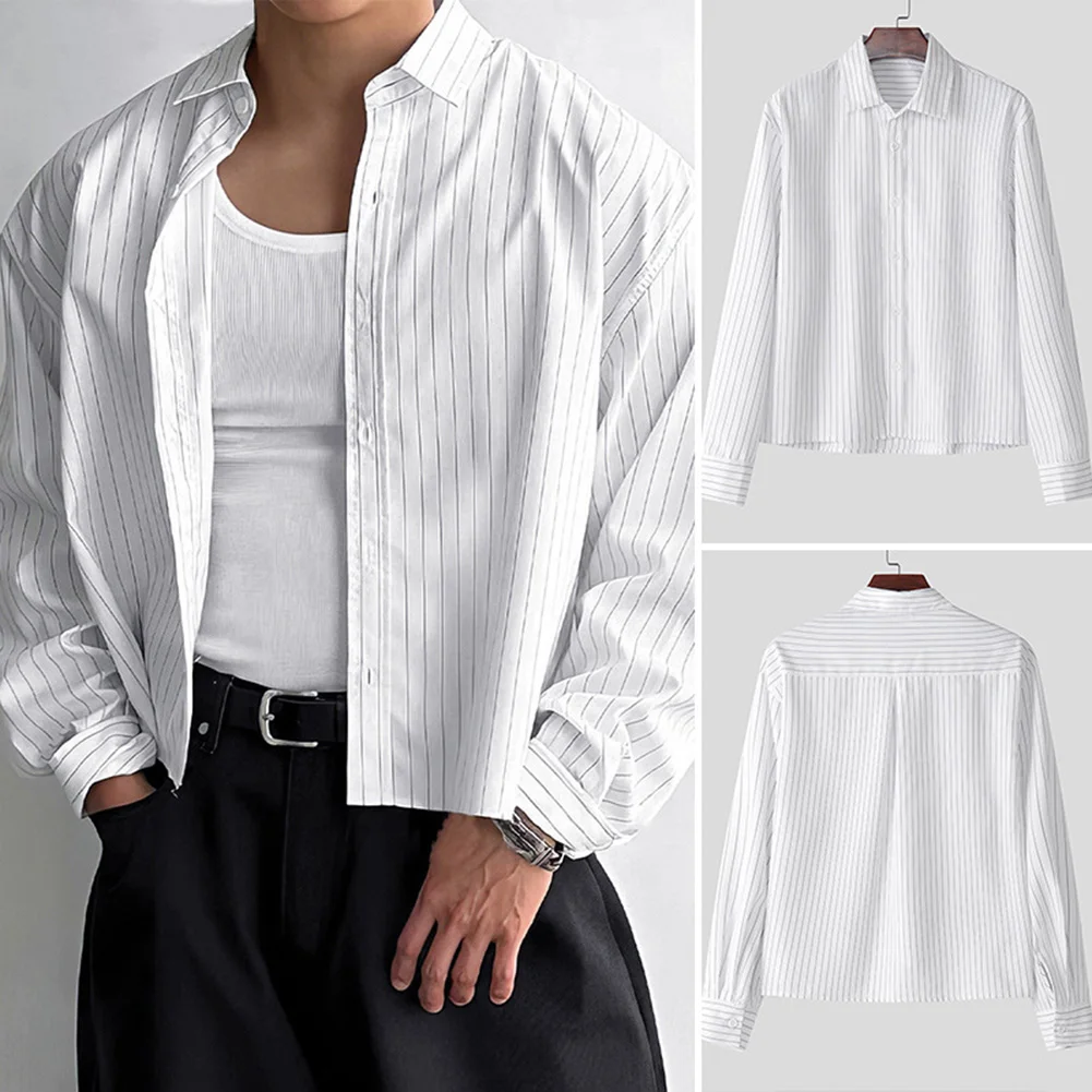 Casual Outings Holiday Gatherings Korean Style Shirt Streetwear Cropped Korean Style Mens Shirt XL 2XL Party Outfit image 5