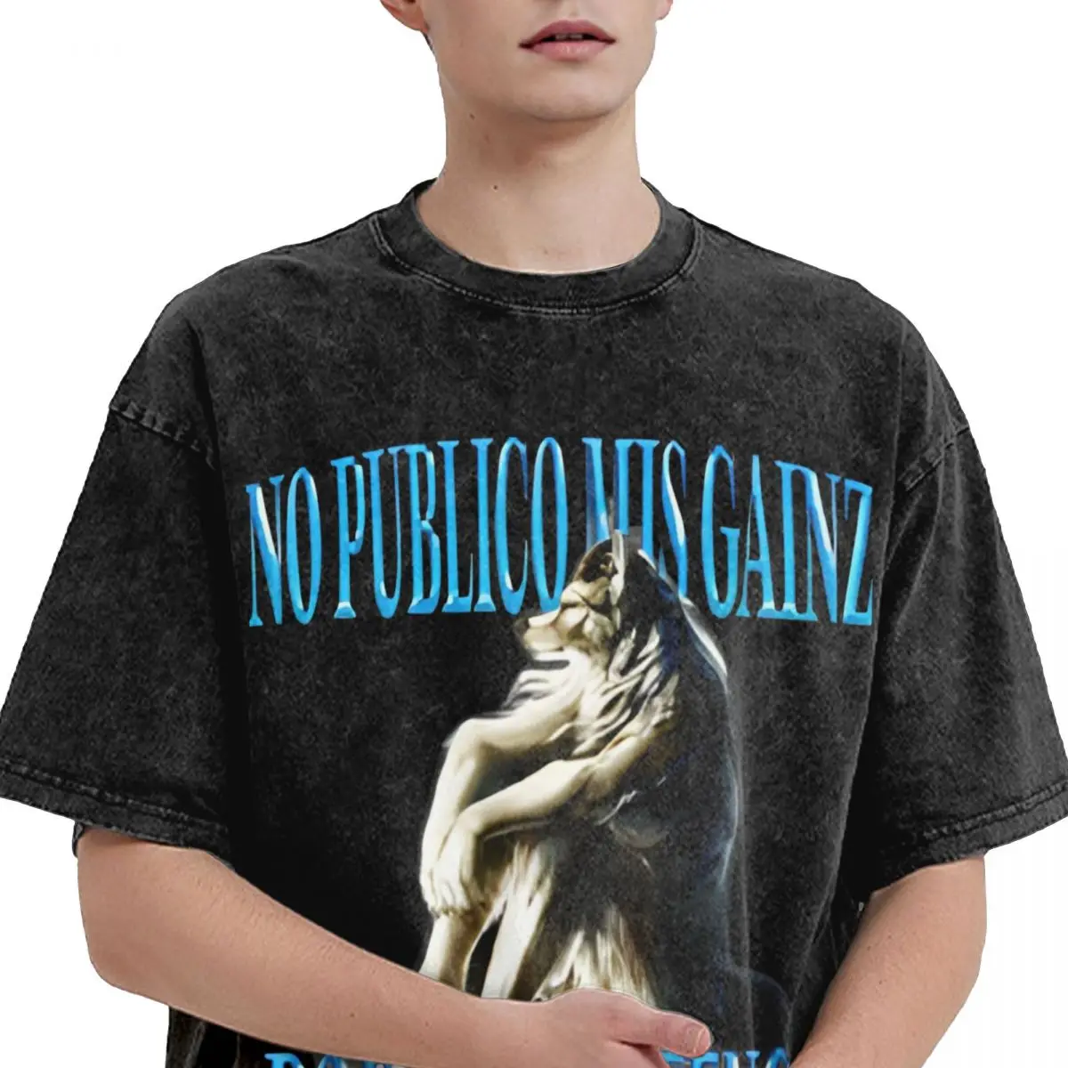 NO PUBLICO MIS GAINS PORQUE NO TENGO Washed T Shirt Couple Y2K Classic Cotton T Shirts Harajuku Tee Shirt Loose Oversized Tops