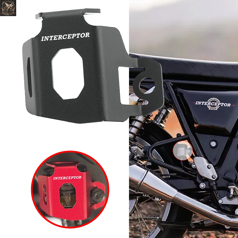 New For Royal Enfield Interceptor 650 Motorcycle Rear Brake Fluid Reservoir Guard Cover Protector Oil Cup Guard Accessories