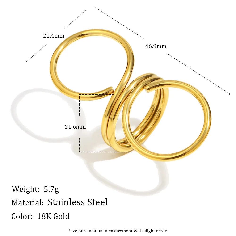 Women Minimalist Ring 18K Gold Plated Stainless Steel Niche Personal Geometric Number 8 Rings Simple Fashion Jewelry Gifts