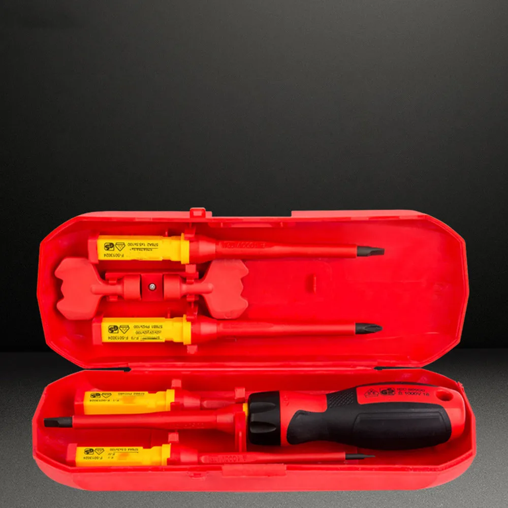 7pcs Insulated Screwdriver Home Circuit Tool Insulation Isolation Current Electrician Cross Flat Screwdriver