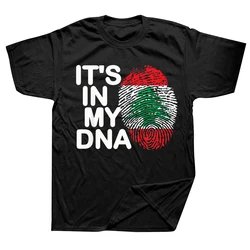 Zabawne, że jest w moich flaga libanu DNA, libańskich T-shirtów z grafiką na co dzień bawełniana styl miejski z krótkim rękawem, letnia męska koszulka w rozmiarze UE