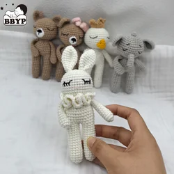 Lovely Crocheted Stuffed Bunny Duck Animal Toy Handmade Gift Couch Desktop Decoration Cartoon Baby Shower Gift Crocheted Toy Dro