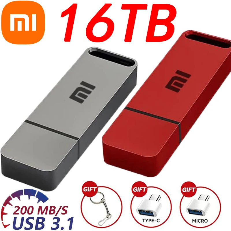 Xiaomi USB 16TB OTG Metal USB 3.1 Pen Drive Key 2TB 4TB Type C High Speed Pendrive Mini Flash Drive Memory Stick Waterproof