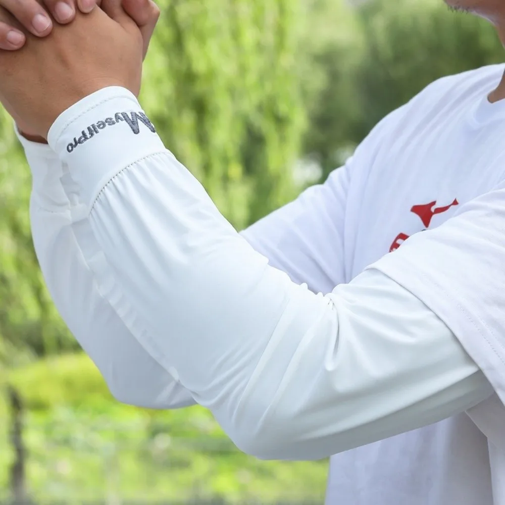 Cooling Ice Silk Cooling Arm Sleeves Breathable Loose Fit Long Arm Glove Large Size Non-slip Arm Cover Summer Outdoor