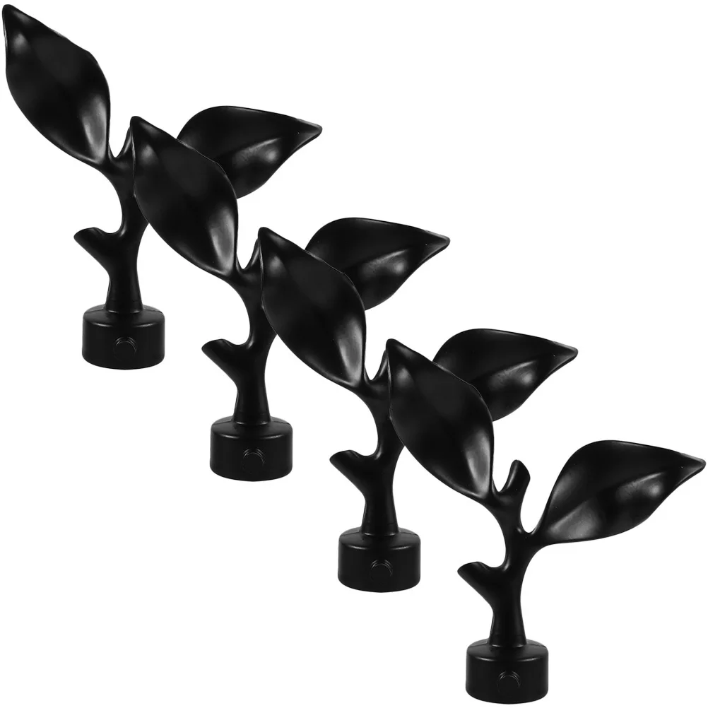 

4Pcs Curtain Rod End Leaf Design Iron Decorative Curtain Pole Final Accessory Decorative Roman Rod End