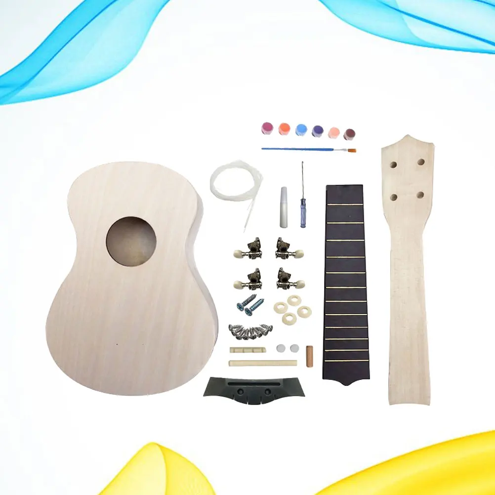 

Ukulele Material Pack Guitar Tool Kit Painted Ukeleles for Beginners Diy Wooden Bass Child Unfinished