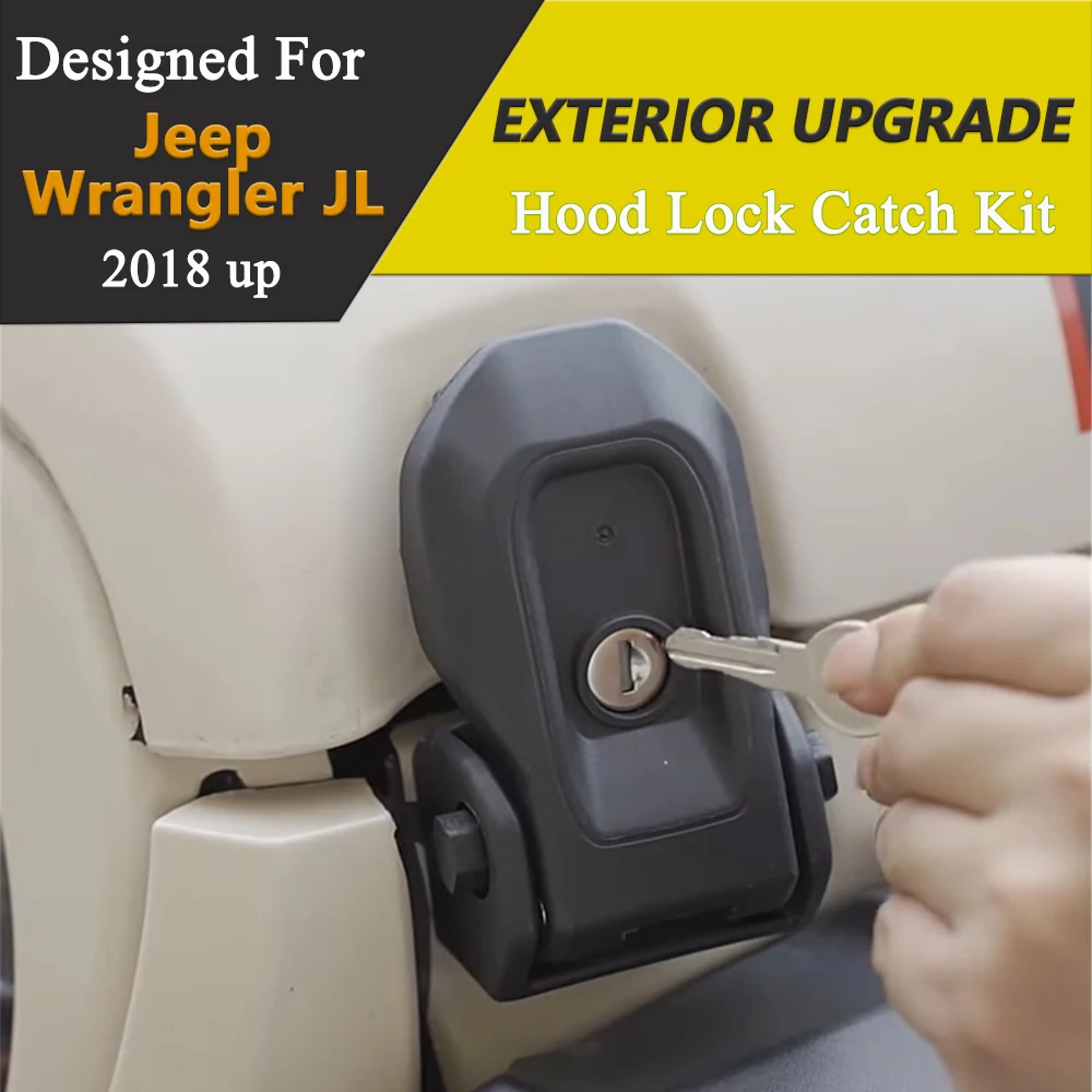 Anti-theft Hood Latches Catch for Jeep Wrangler JL JLU 4XE Rubicon Sahara Sport Gladiator JT 2018-2023 Car Exterior Accessories