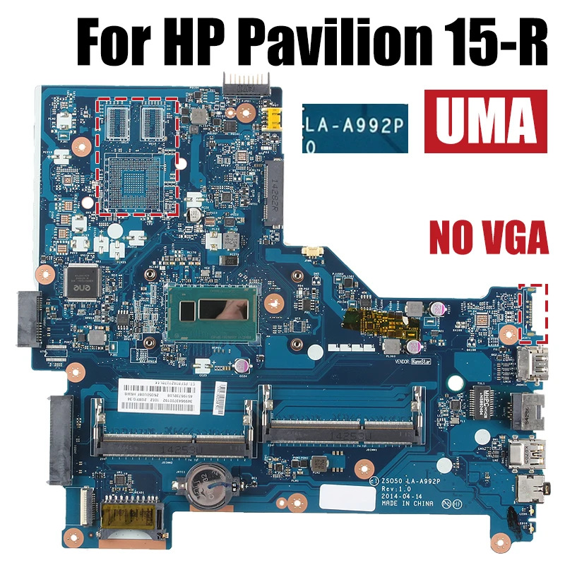 Imagem -03 - Placa-mãe para Laptop hp Pavilion 15-r La-a992p I34th Gen 820m 2g no Vga 7598755011 775394001 Notebook Mainboard