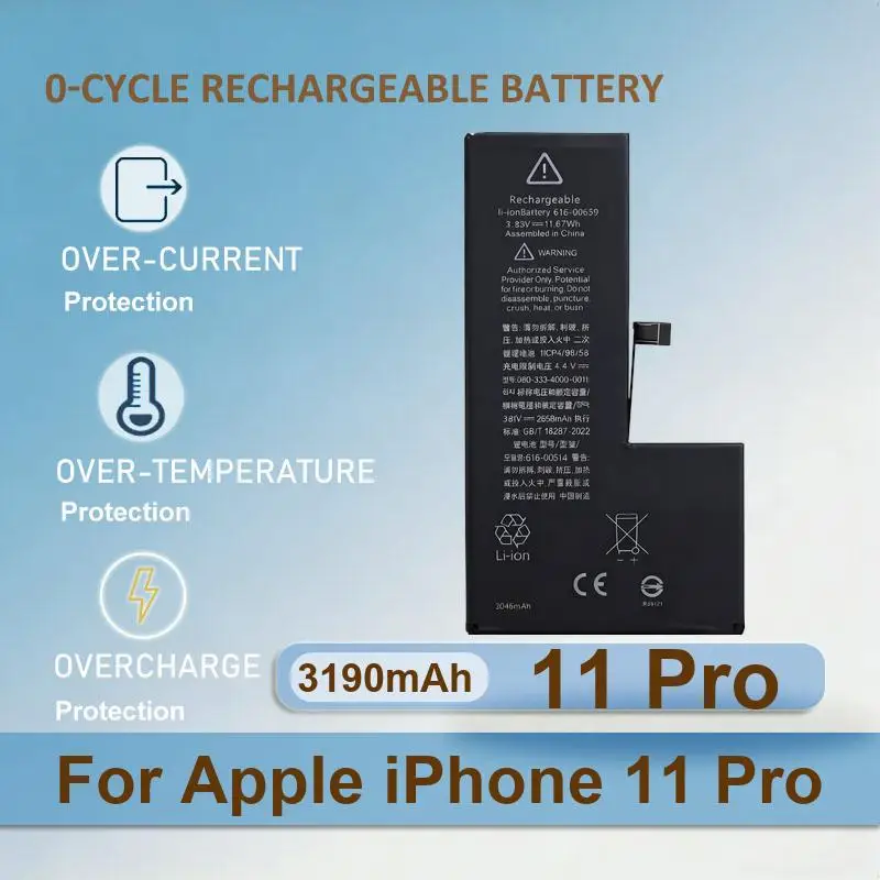 

11 Pro Mobile Phone Battery For Apple iPhone 11 Pro 3190mAh Real Capacity