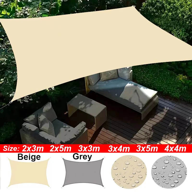 Outdoor Awnings Waterproof Sun Shade Sail Garden Canopi For Terrace Car Canvas Awning Rectangle Pool Sun-Shelter Sunshade Sail 5