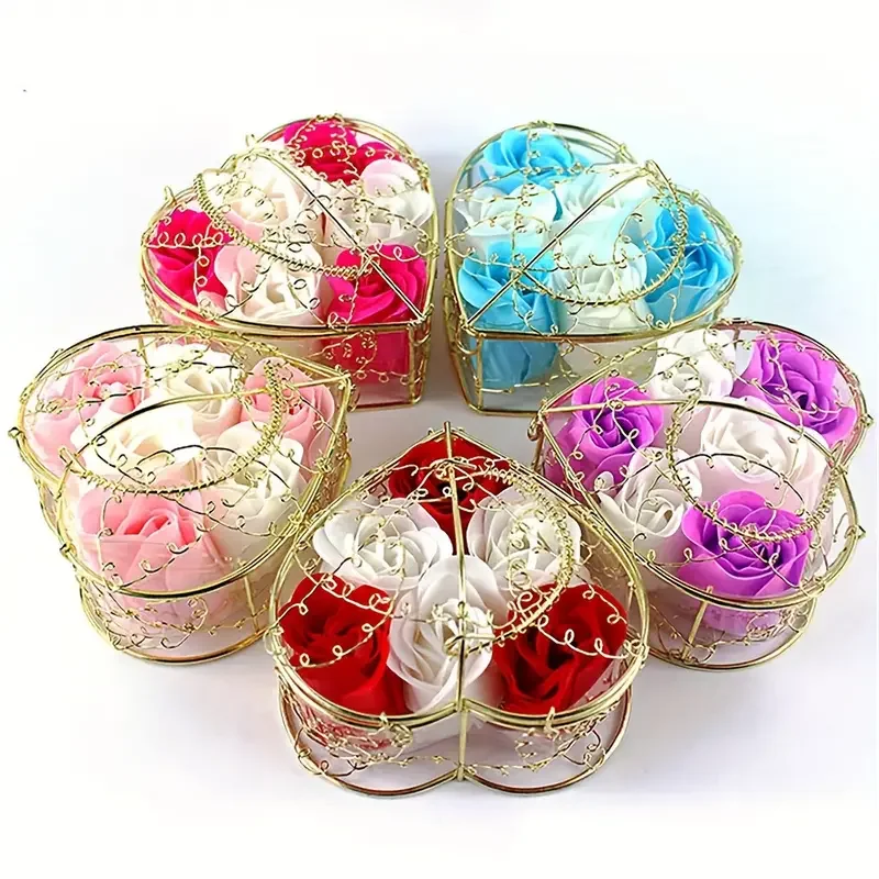 6pcs/box Rose Soap Flower Gift Box, Valentine's Day Gift, Wedding Gifts for Guests, Bridesmaids Gift, Party Favors, Home Decor