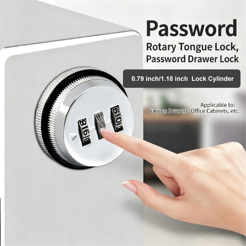 

3-Digit Combination Cam Lock, 0.98 Inch Cylinder Chrome Finish, Secure Lock for File Cabinet, Drawer, Mailbox, Black