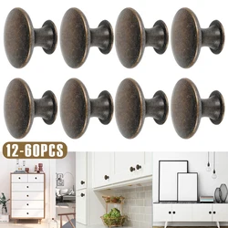 12-60Pcs Round Drawer Knob Zinc Alloy Single Hole Drawer Handle Knob Vintage Style Dresser Knob with Screws Furniture Decoration