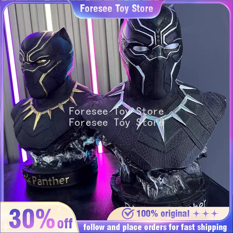 

35cm Black Panther Half-body Sculpture Figure The Avengers Anime Figures Resin Collection Desktop Decoration Best Gifts for Boys