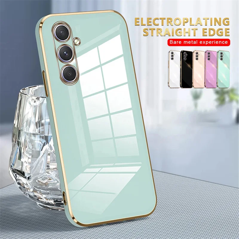 

Electroplated Straight Edge Phone Case For Samsung Note20 Ultra S20 S21 S22 S23 S24 Ultra Lens Protection Shockproof Back Cover