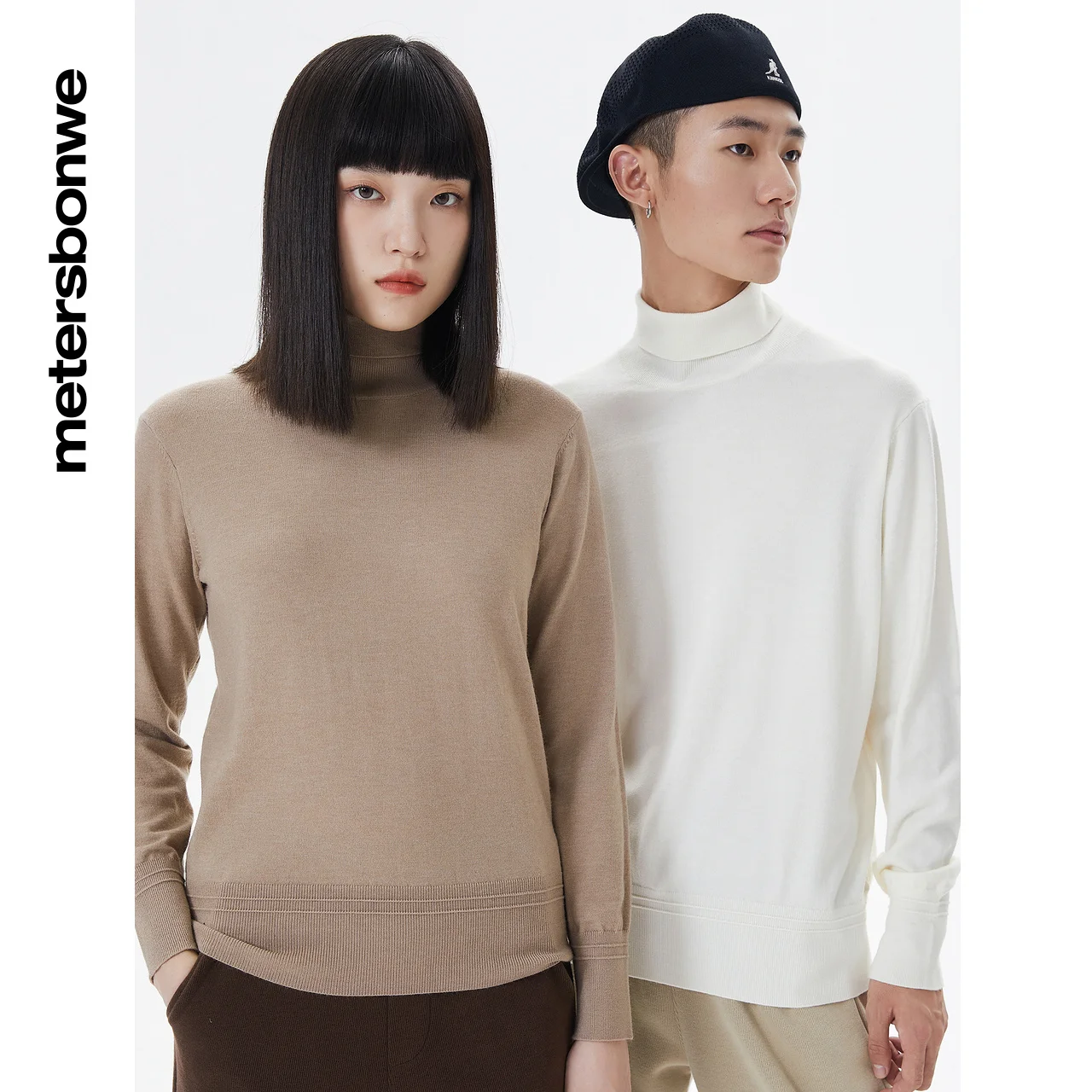 

Metersbonwe Sweater Men Autumn Winter Simple Turtleneck Casual Black Pullover Women Long Sleeve White Sweater Brand High Quality