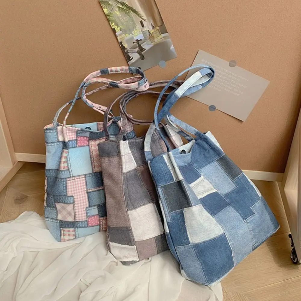 

Simple Casual Handbag Denim Large Capacity Shoulder Bags Canvas Portable Storage Bag