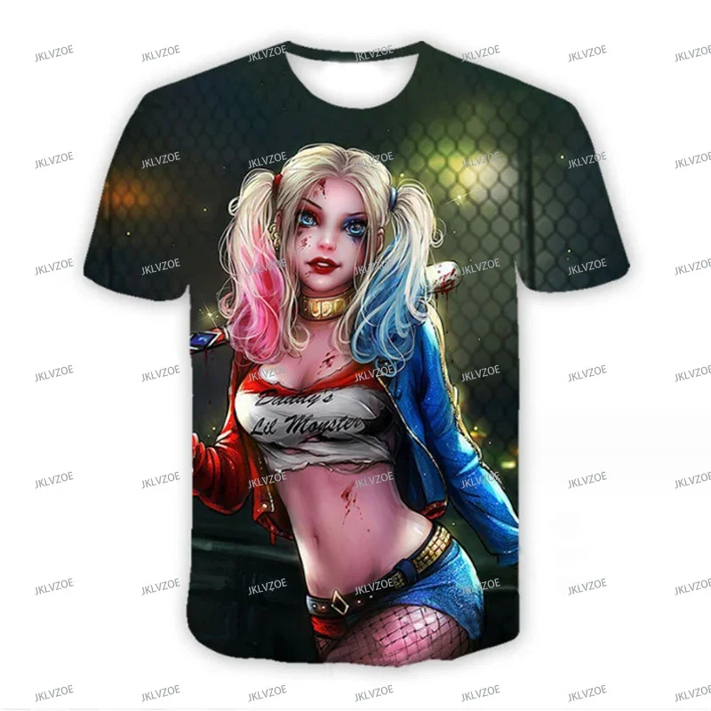 New Women's Clown Print Short Sleeved American Movies Men's T-shirt Casual Round Neck Oversized T-Shirt