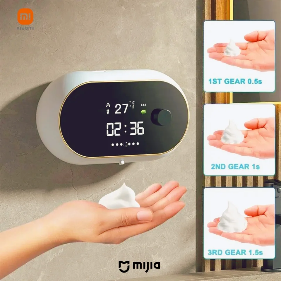 Xiaomi-Dispensador de Sabonete Automático de Parede, Grande Capacidade, Touchless, Sensor Recarregável, Tela LED, Inteligente