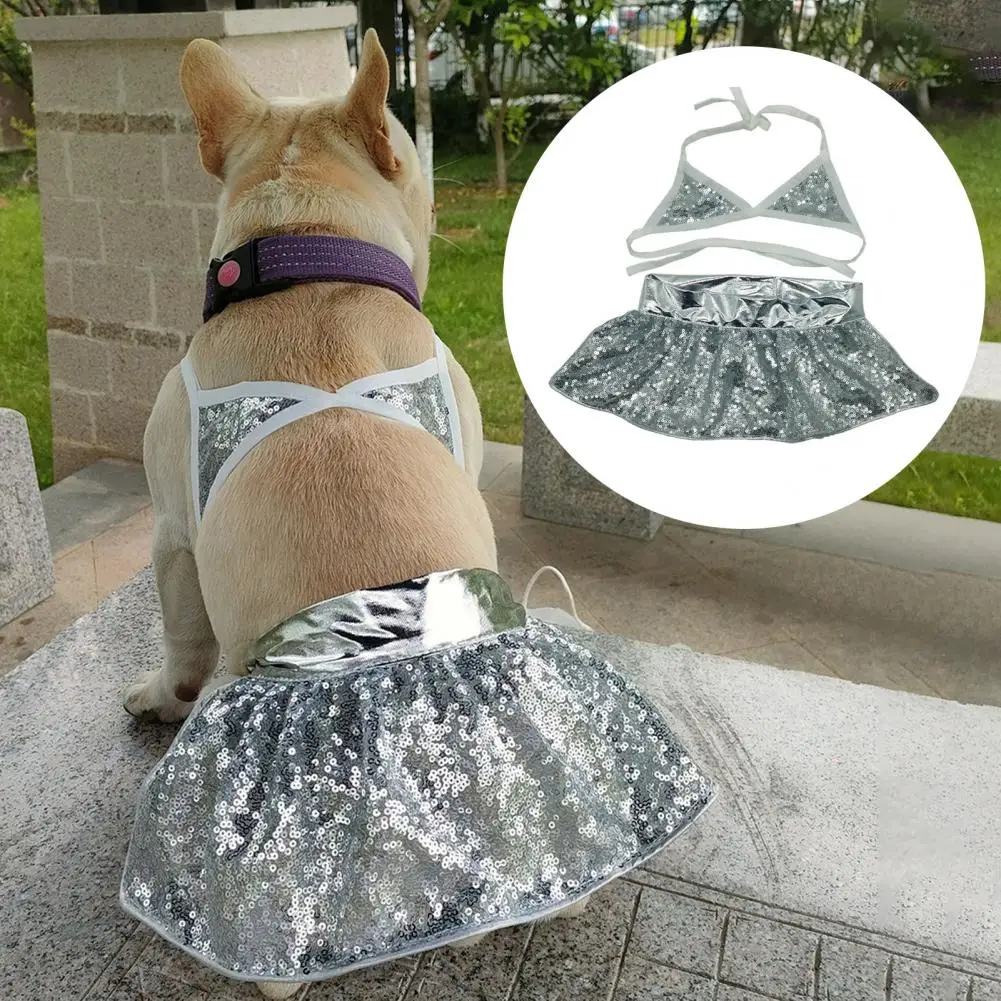 Pet Bikini Dog Swimsuit Soft Dog Swimsuit Pet Bikini Swimsuit Beach Dressing Outfit for Small Dogs Cats Sequin for Doggy