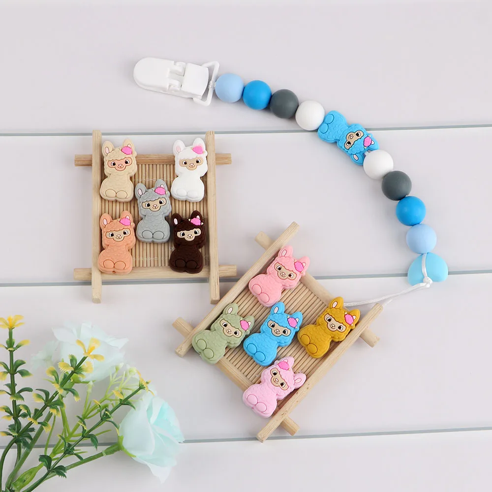 Alpacas Silicone Beads 5Pcs Mini Sheep Animal Molar DIY Necklace Accessories  Bracelet