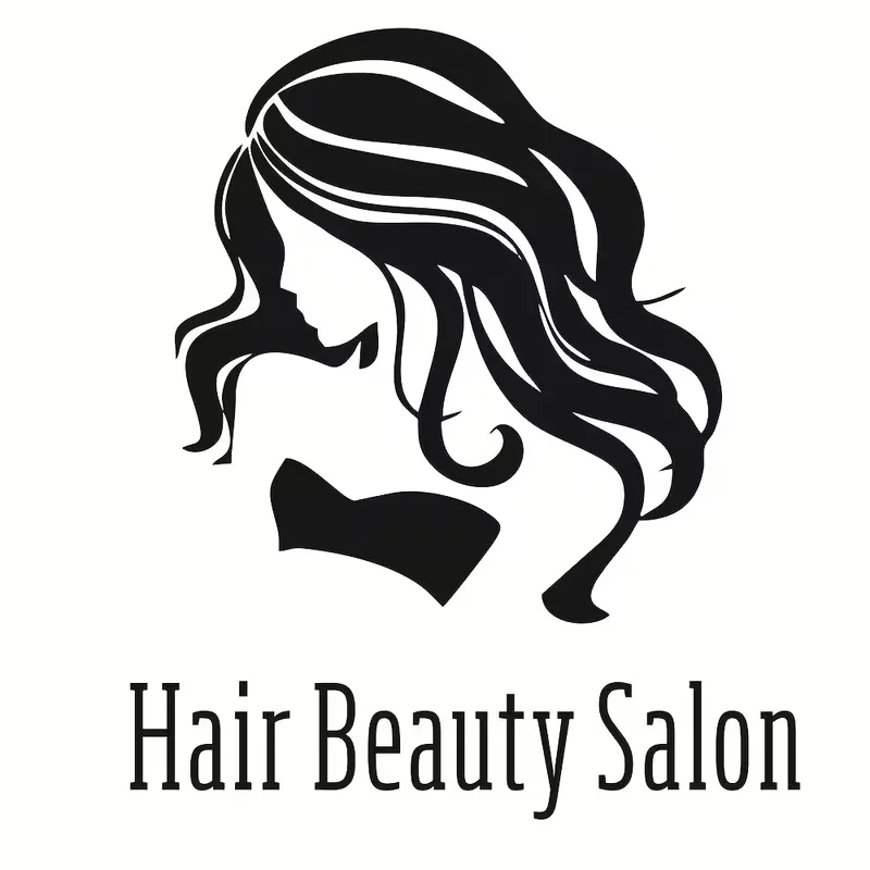 Individueller Fensteraufkleber für Schönheitssalons, minimalistische Silhouette einer langhaarigen Frau, Glastür-Aufkleber, personalisierter Shopname nach Wunsch