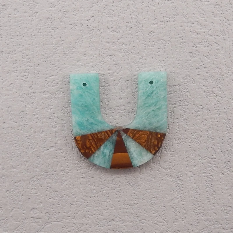 Natural Stone Amazonite Boulder Opal Pendant Bead,Fashion Jewelry Intarsia Pendant For Men Women 26x25x4mm 4g