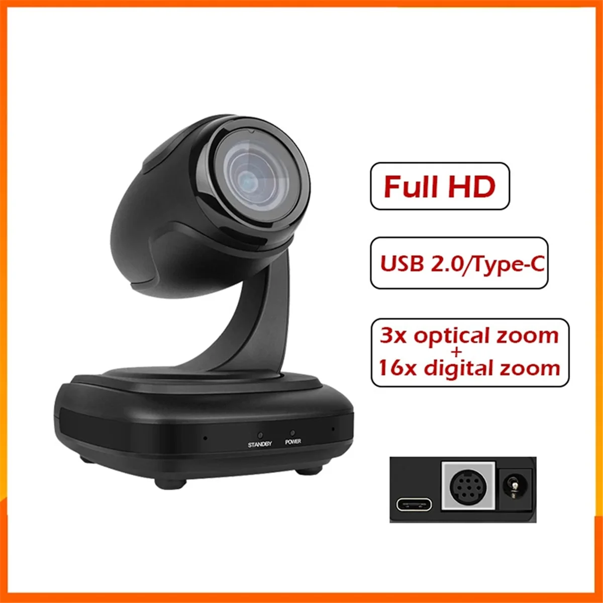 New Tech AI Tracking USB2.0 1080P 3X Optical Zoom Live Streaming PTZ Camera for Broadcast Conference Events Church