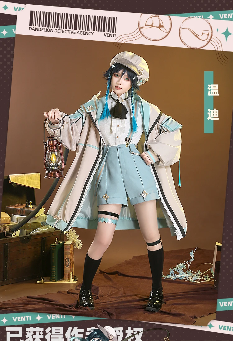 لعبة Genshin Impact Venti أزياء تنكرية لحفلة الهالوين وعيد الميلاد ولعب الأدوار الهزلية الرائعة دعائم القبعة مقاس S-XL متوفر