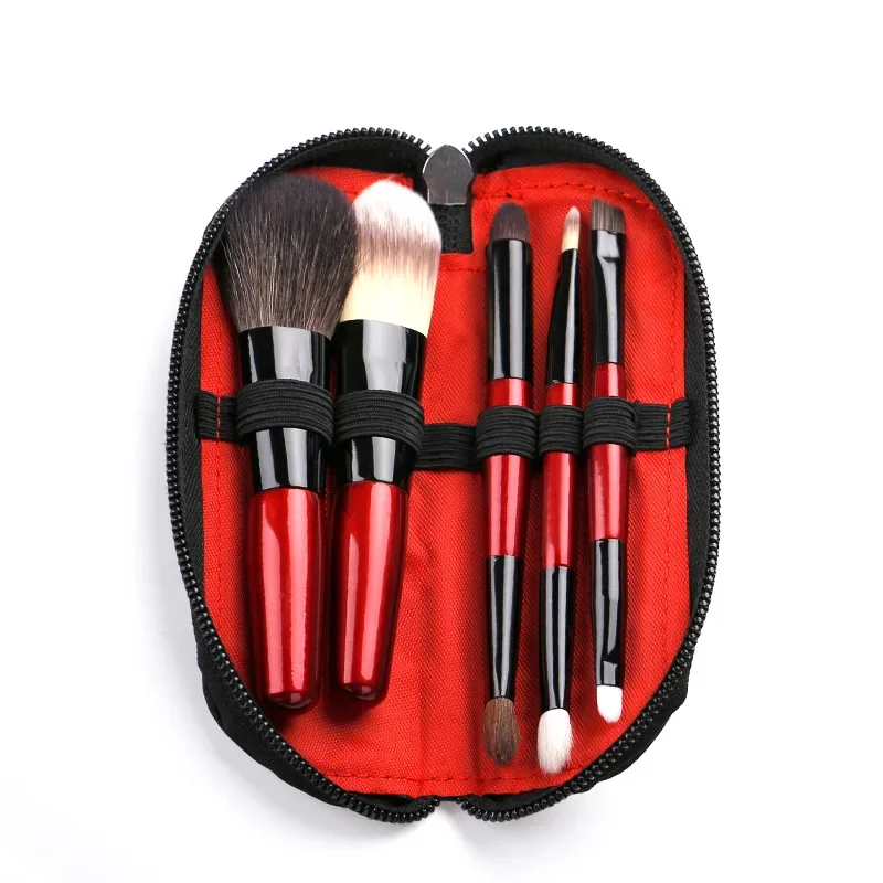 Mini Makeup Brushes Set 5 Pcs Eye Shadow Foundation Powder Eyelash Lip Concealer Blush Make Up Brush Set Travel Portable Soft