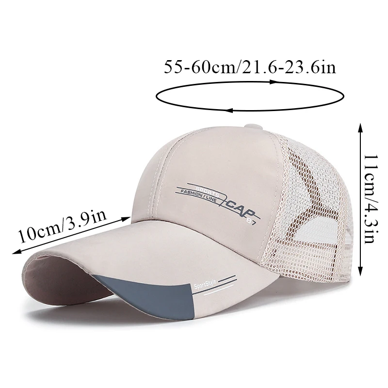 Summer Sun Protection Baseball Cap For Men Breathable Mesh Sports Cap Snapback Sun Hat With Long Visor 2024 Fashion Peaked Cap