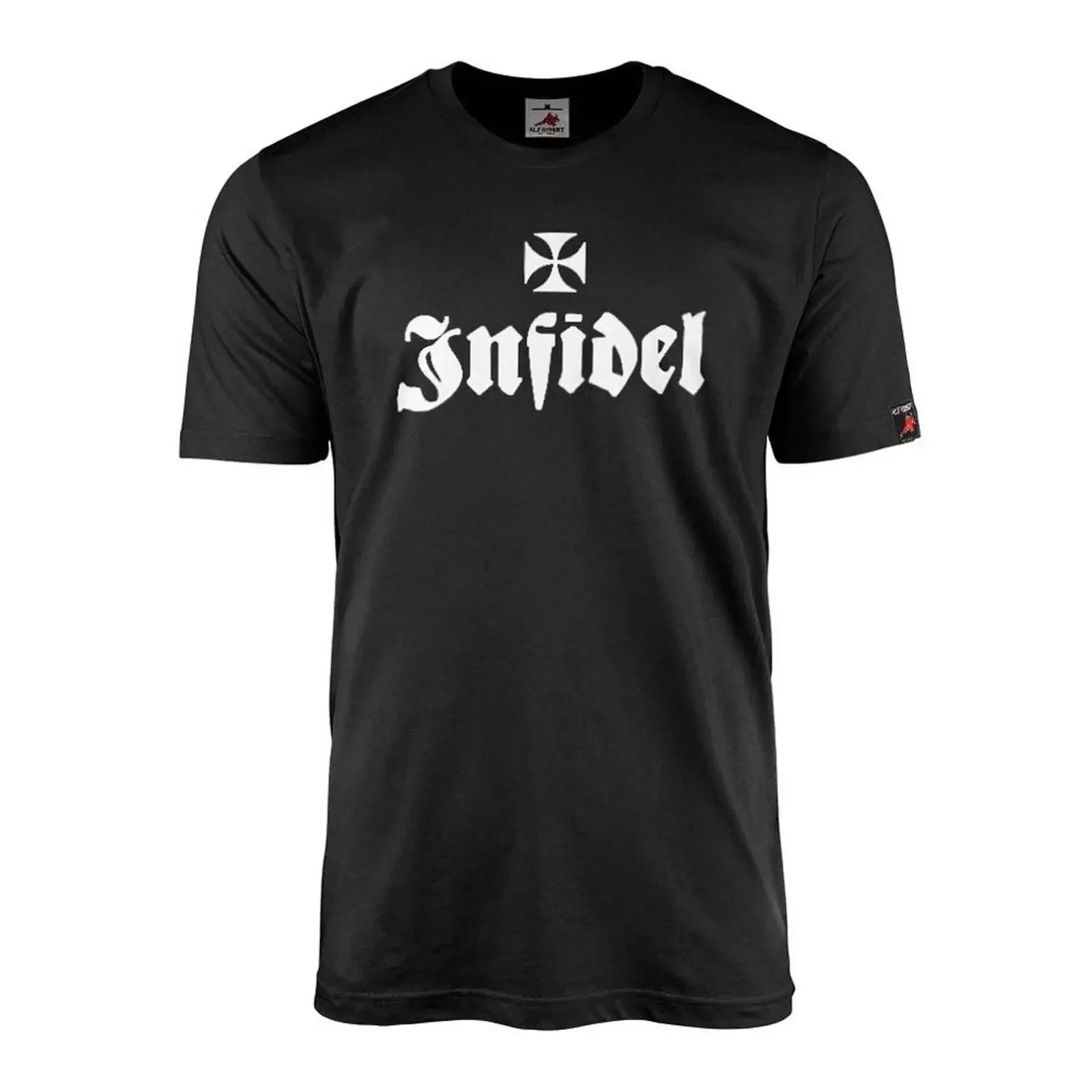 Camiseta Vintage Infidel Orden Ritter Soldat 46291 Lavada e Elástica, Roupa de Designer Casual e Respirável para Uso Diário