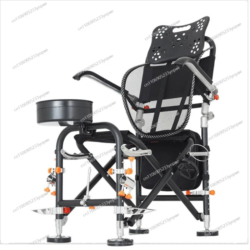 Multifunktionaler Angelstuhl mit verlängerten Beinen, verstellbarem und klappbarem tragbarem Tisch, Wild-Angelsitzhocker